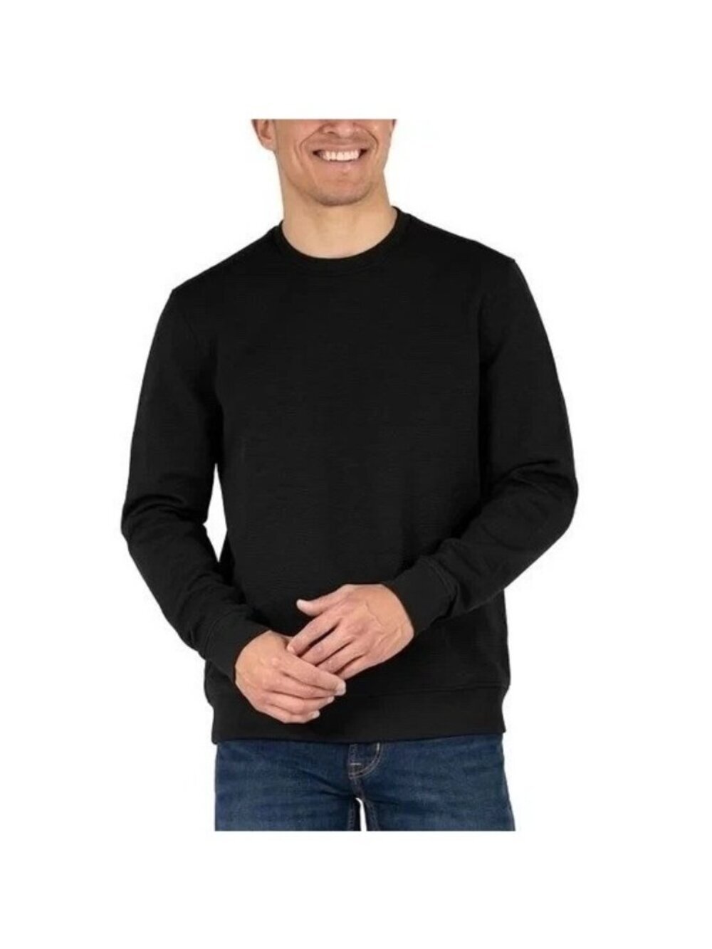 Gerry Men's L Black Textured Crewneck Sweatshirt 4-Way Stretch Standard L1620